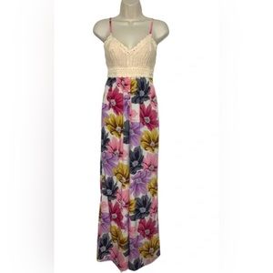 B.O.G Collective Women Pink Jumpsuit M crochet spaghetti straps floral print